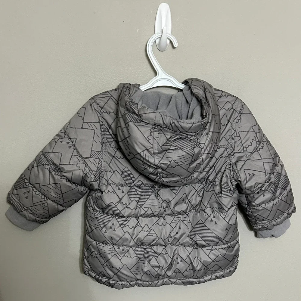 Old Navy Frost Free Puffer Jacket Toddler 12-18M Grey Mountain Excellent